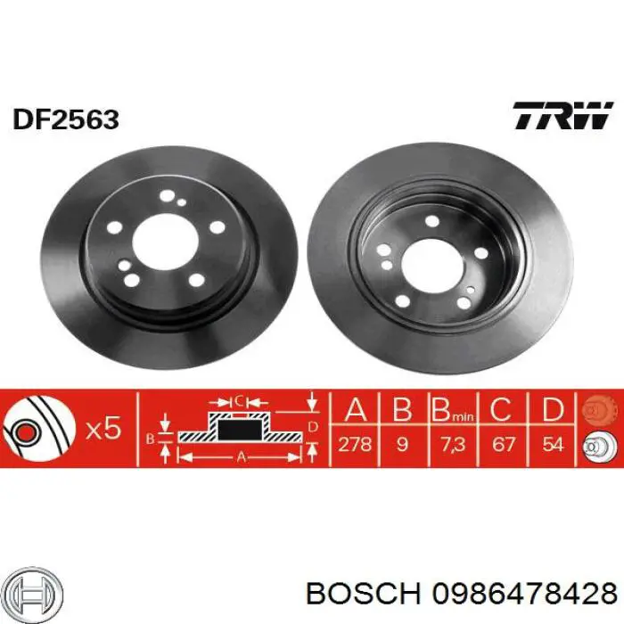 Диск переднього гальма Bosch 0986478428 ціна, від 41.84 USD