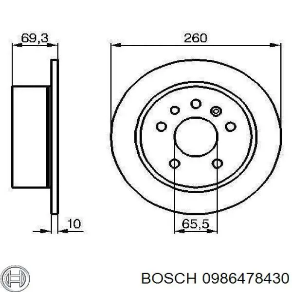 Диск гальмівний задній 0986478430 Bosch