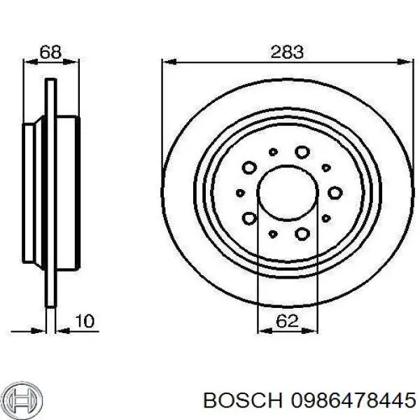 0986478445 Bosch диск гальмівний задній