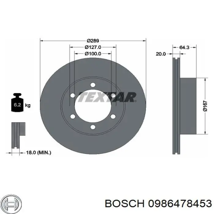 Гальмівні диски передні 0986478453 Bosch