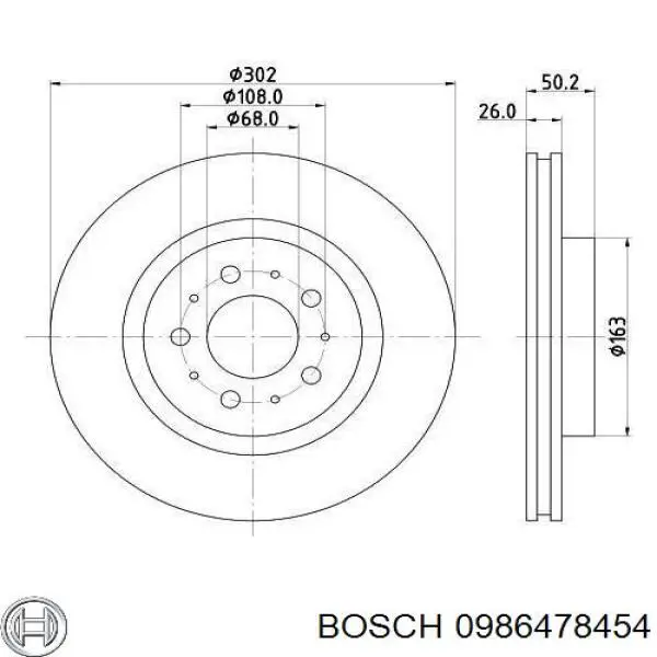 0986478454 Bosch Гальмо дискове переднє