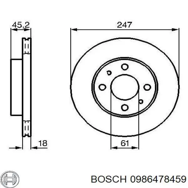 0986478459 Bosch диск гальмівний передній