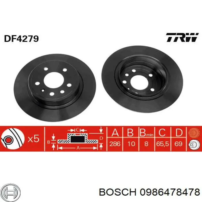 Гальмівні диски 0986478478 Bosch