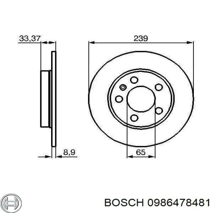 0986478481 Bosch диск гальмівний задній