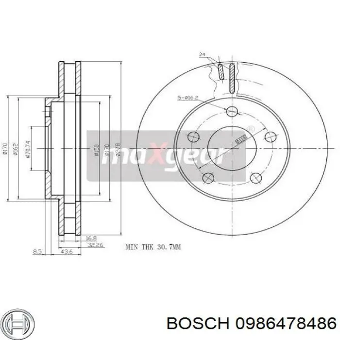 0986478486 Bosch диск гальмівний передній