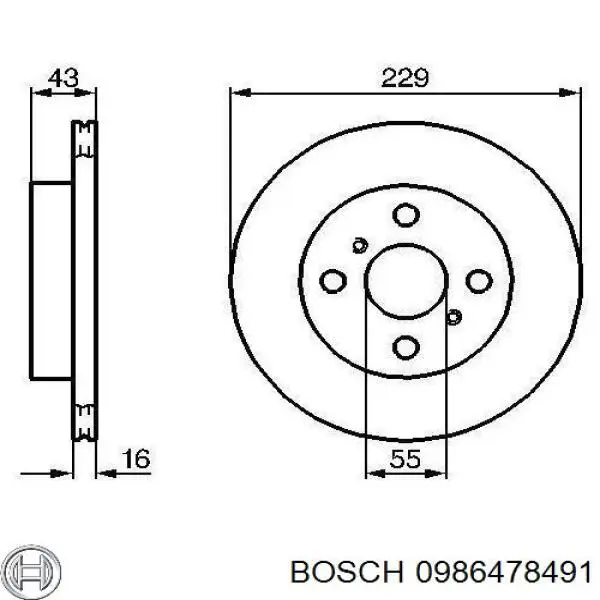 0986478491 Bosch диск гальмівний передній