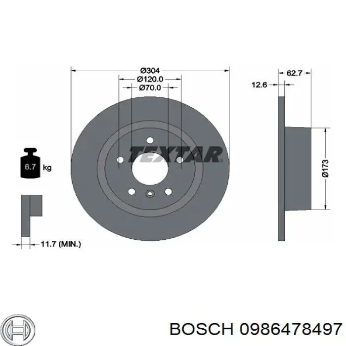 Задні дискові гальма Bosch 0986478497 ціна, від 43.18 USD