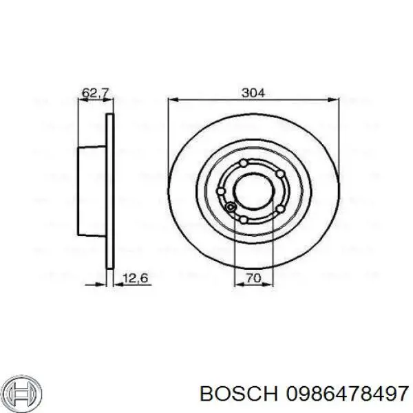 0986478497 Bosch диск гальмівний задній
