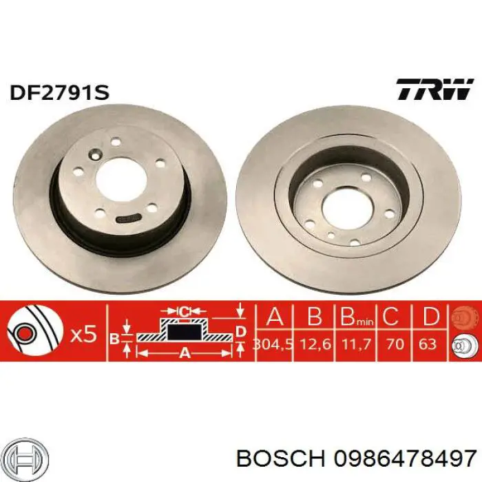 Гальмівні диски 0986478497 Bosch