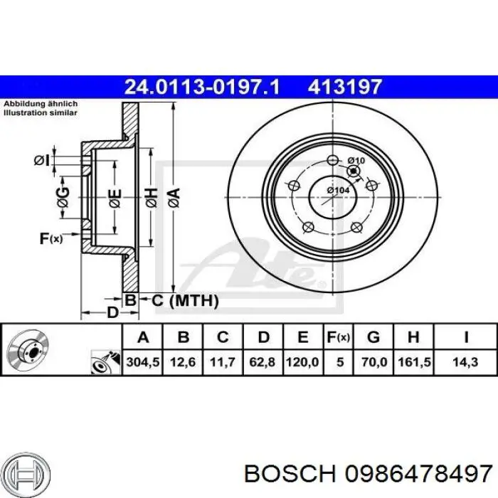 0986478497 Bosch Дискові гальма