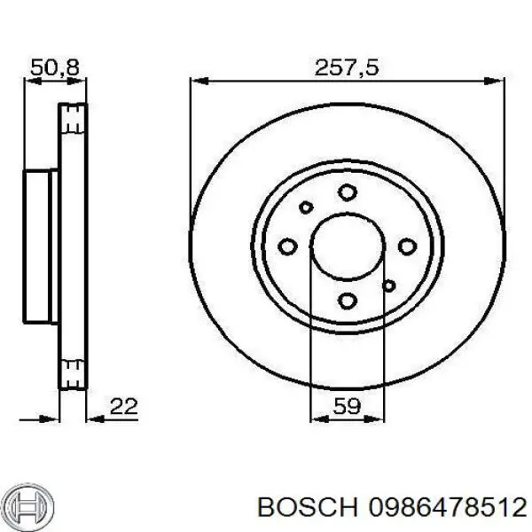 0986478512 Bosch Гальмо дискове переднє