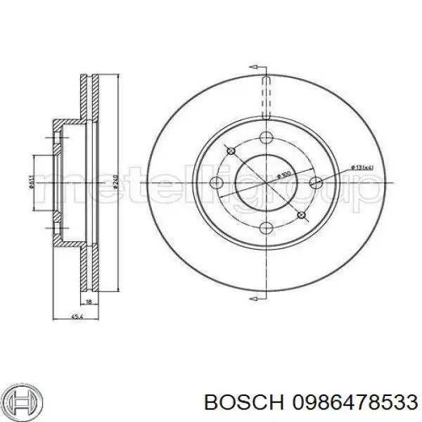 0986478533 Bosch диск гальмівний передній
