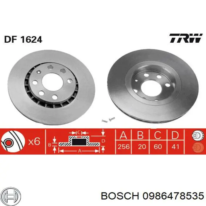 Гальмівні диски передні 0986478535 Bosch