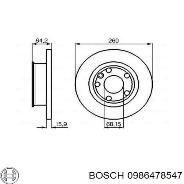 Диск гальмівний передній 0986478547 Bosch