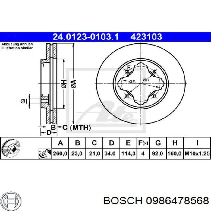 Гальмівні диски передні 0986478568 Bosch