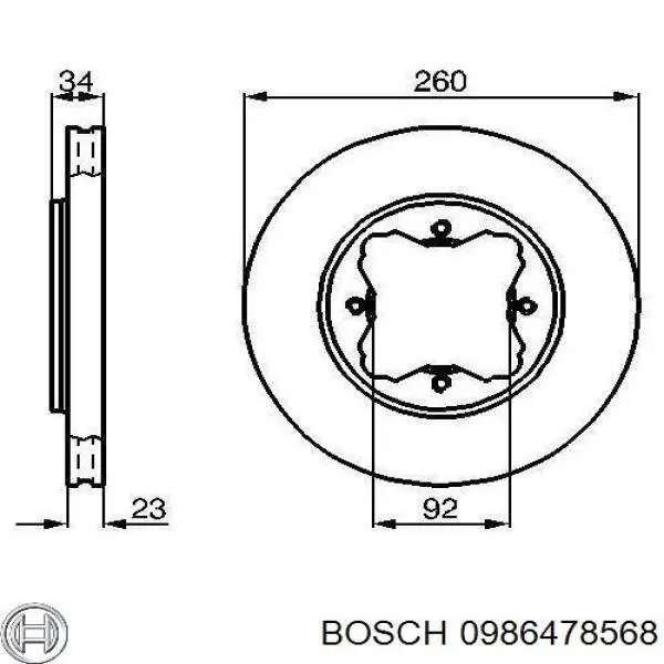 0986478568 Bosch диск гальмівний передній