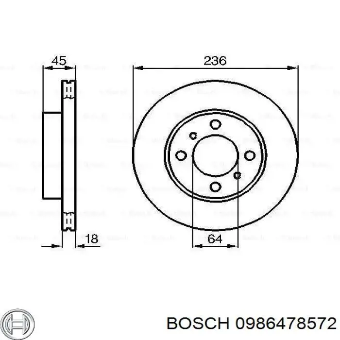 0986478572 Bosch Гальмо дискове переднє