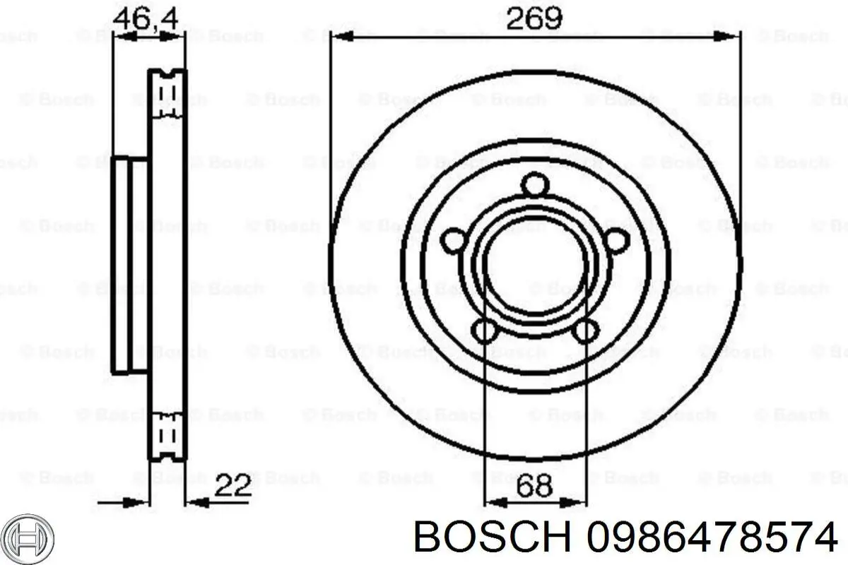 0986478574 Bosch диск гальмівний задній