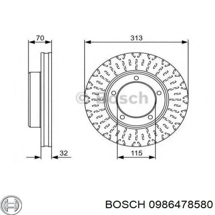 0986478580 Bosch диск гальмівний передній
