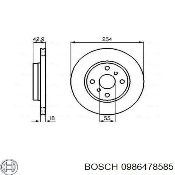 Диск переднього гальма Bosch 0986478585 ціна, від 18.37 USD