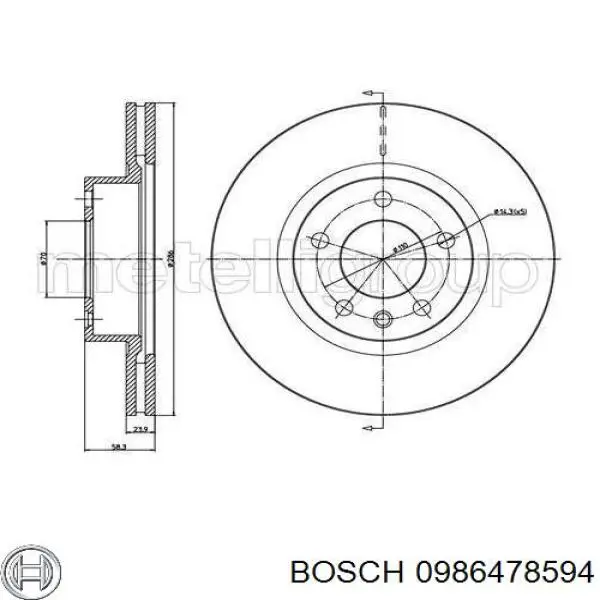Купити 0986478594 Bosch Ротор гальмівний