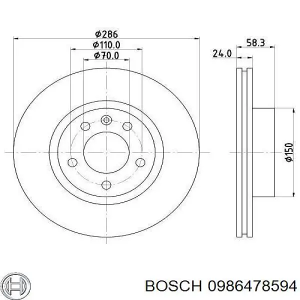 Гальмівні диски передні 0986478594 Bosch