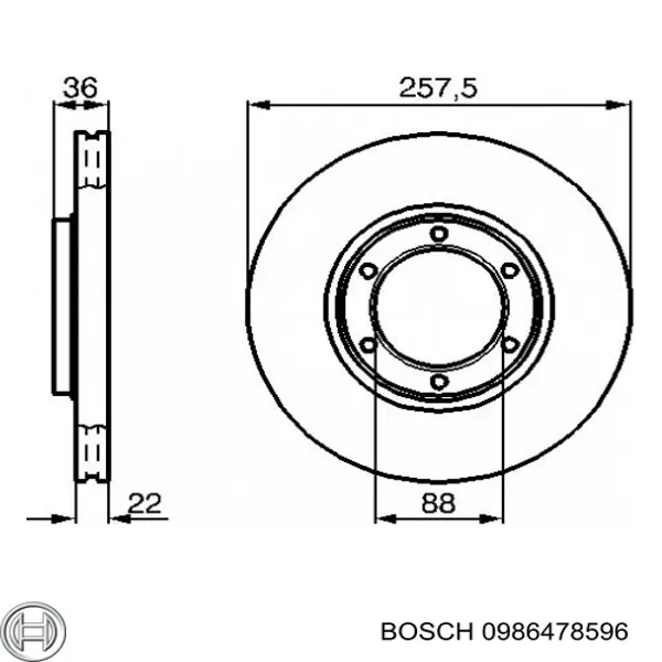 0986478596 Bosch Гальмо дискове переднє
