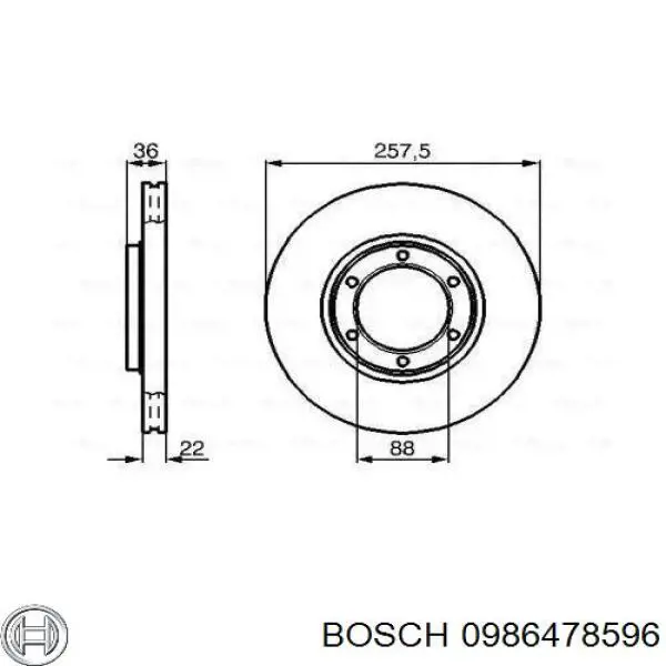 Диск гальмівний передній Bosch 0986478596