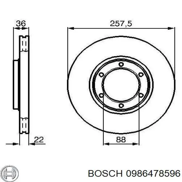 0986478596 Bosch диск гальмівний передній