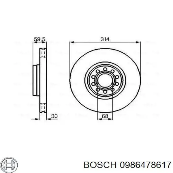 Купити 0986478617 Bosch Ротор гальмівний
