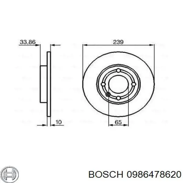 Диск гальмівний передній 0986478620 Bosch