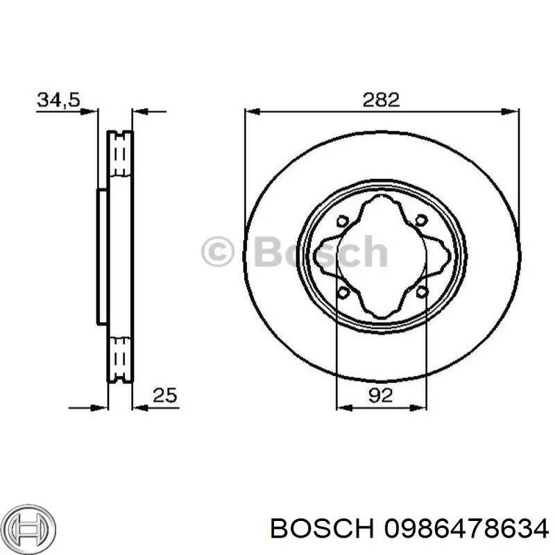 0986478634 Bosch диск гальмівний передній