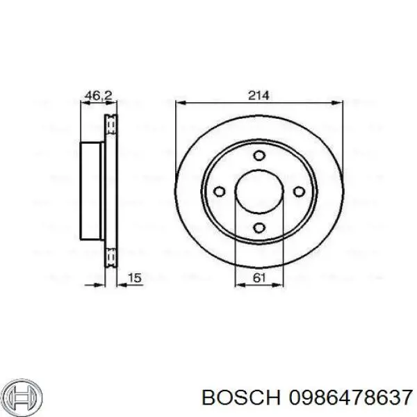 Гальмівні диски передні 0986478637 Bosch