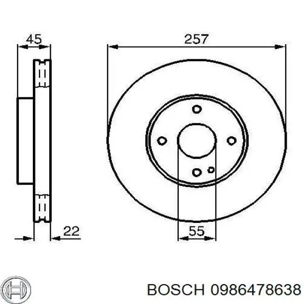 0986478638 Bosch диск гальмівний передній