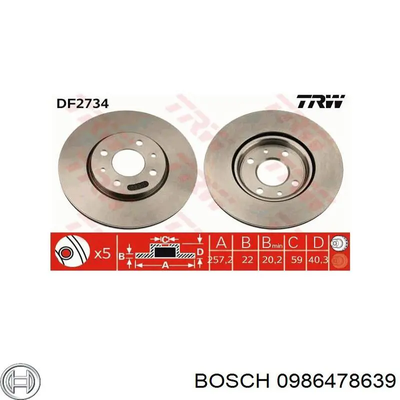 Гальмівні диски передні 0986478639 Bosch