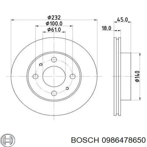 Гальмівні диски передні 0986478650 Bosch