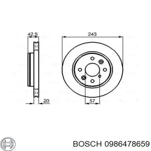 0986478659 Bosch Гальмо дискове переднє