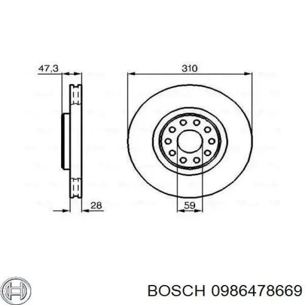 0986478669 Bosch Гальмо дискове переднє
