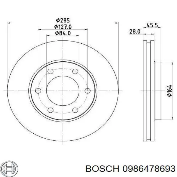 Диск переднього гальма Bosch 0986478693 ціна, від 41.39 USD