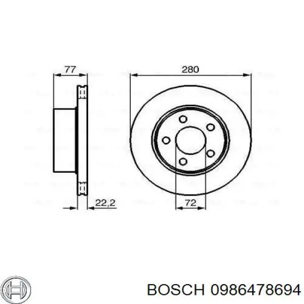 0986478694 Bosch Гальмо дискове переднє