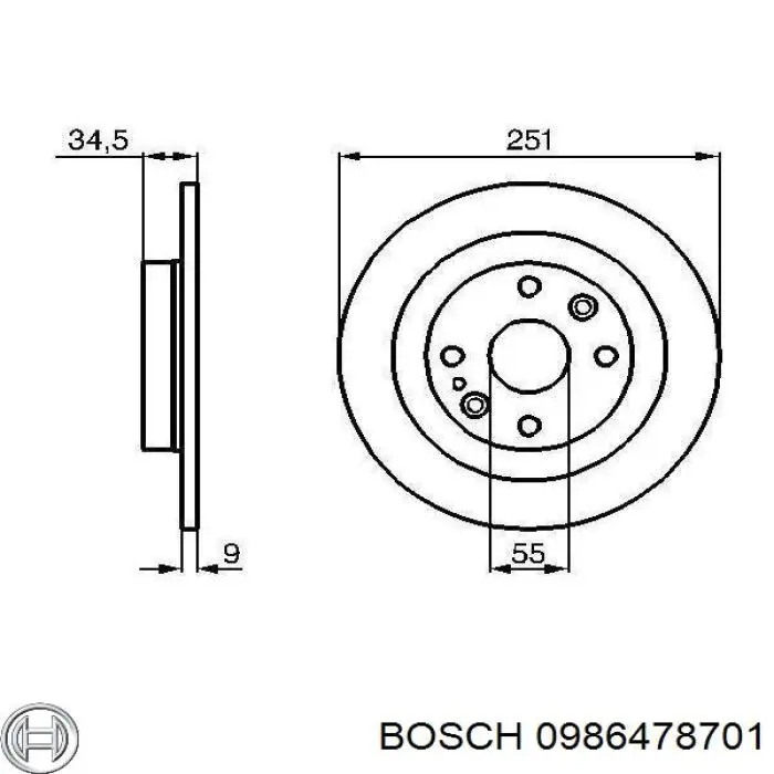 0986478701 Bosch диск гальмівний задній