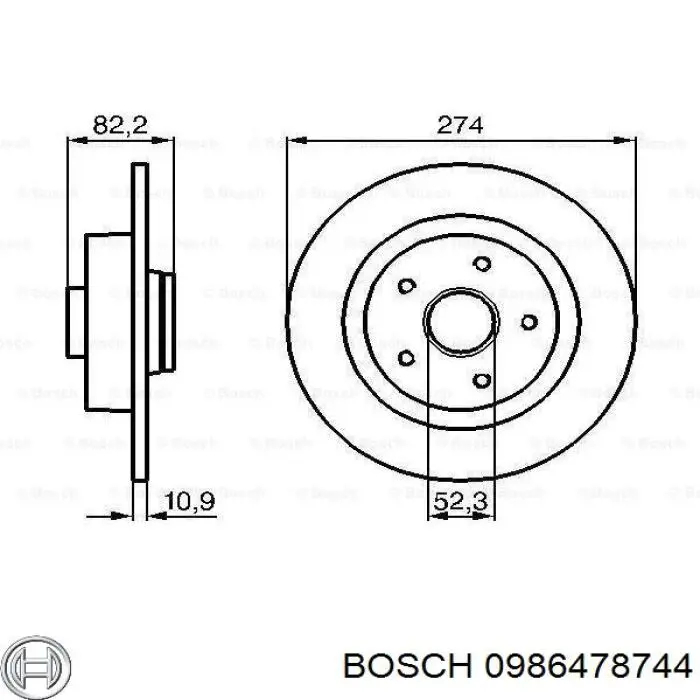 Диск гальмівний задній 0986478744 Bosch