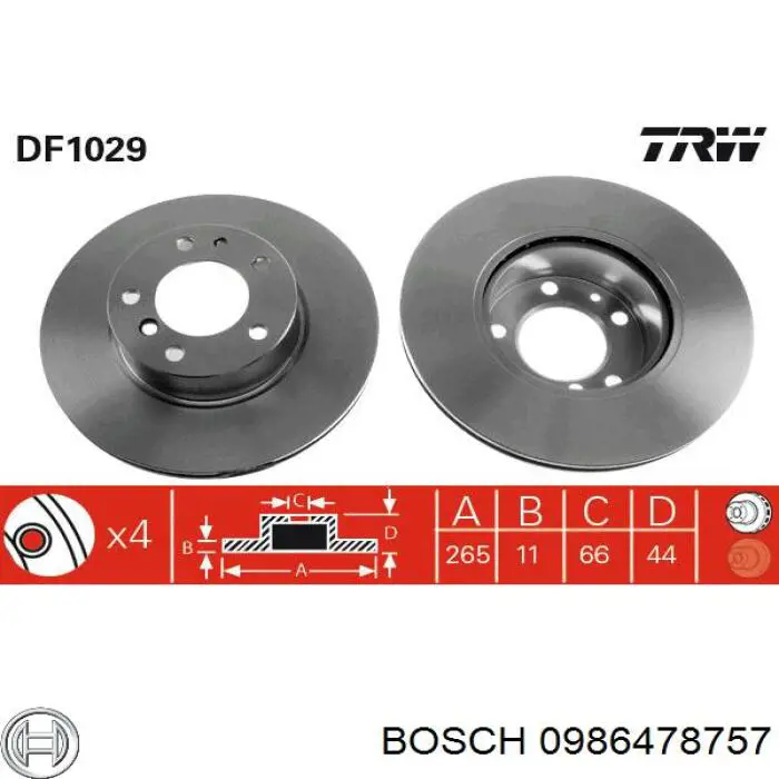 Гальмівні диски 0986478757 Bosch