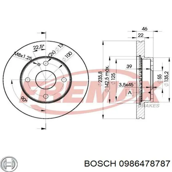 Диск переднього гальма Bosch 0986478787 ціна, від 27.37 USD