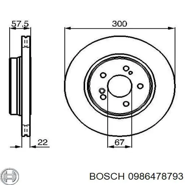 0986478793 Bosch диск гальмівний задній