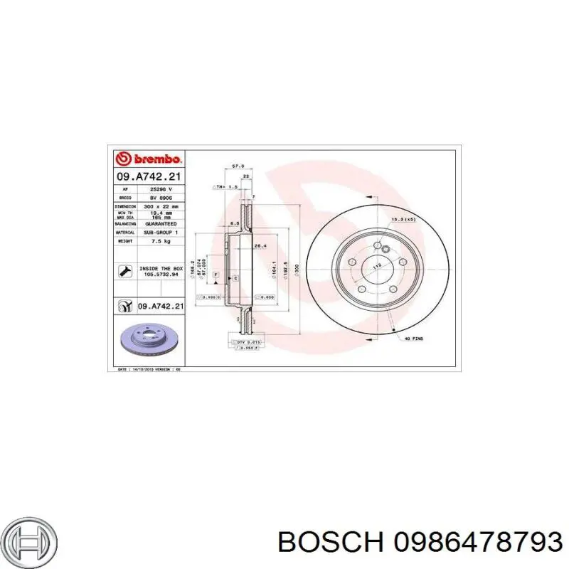 Гальмівні диски 0986478793 Bosch