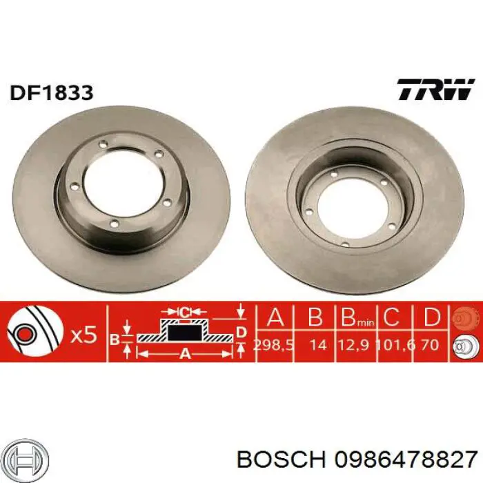 Диск переднього гальма Bosch 0986478827 ціна, від 43.54 USD
