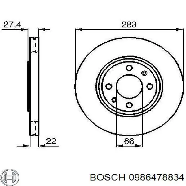 0986478834 Bosch диск гальмівний передній