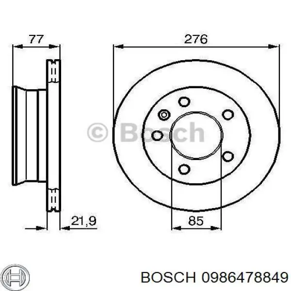 Диск гальмівний передній Bosch 0986478849