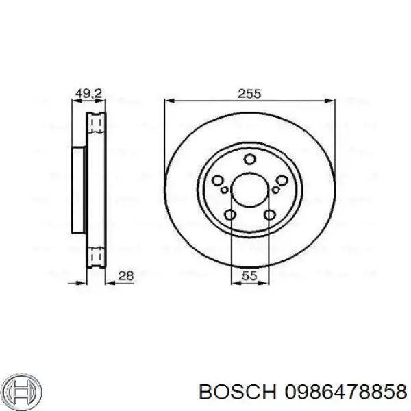 Диск гальмівний передній Bosch 0986478858